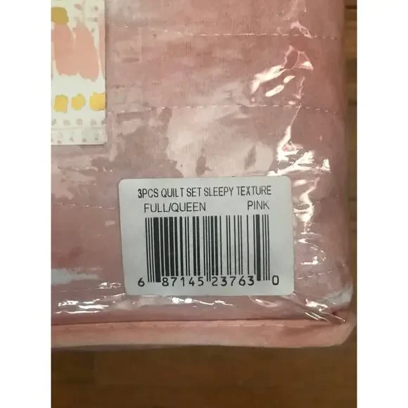 Melange Home 3 Piece Set Full/Queen Quilt PINK Sleepy Texture - Picture 4 of 6